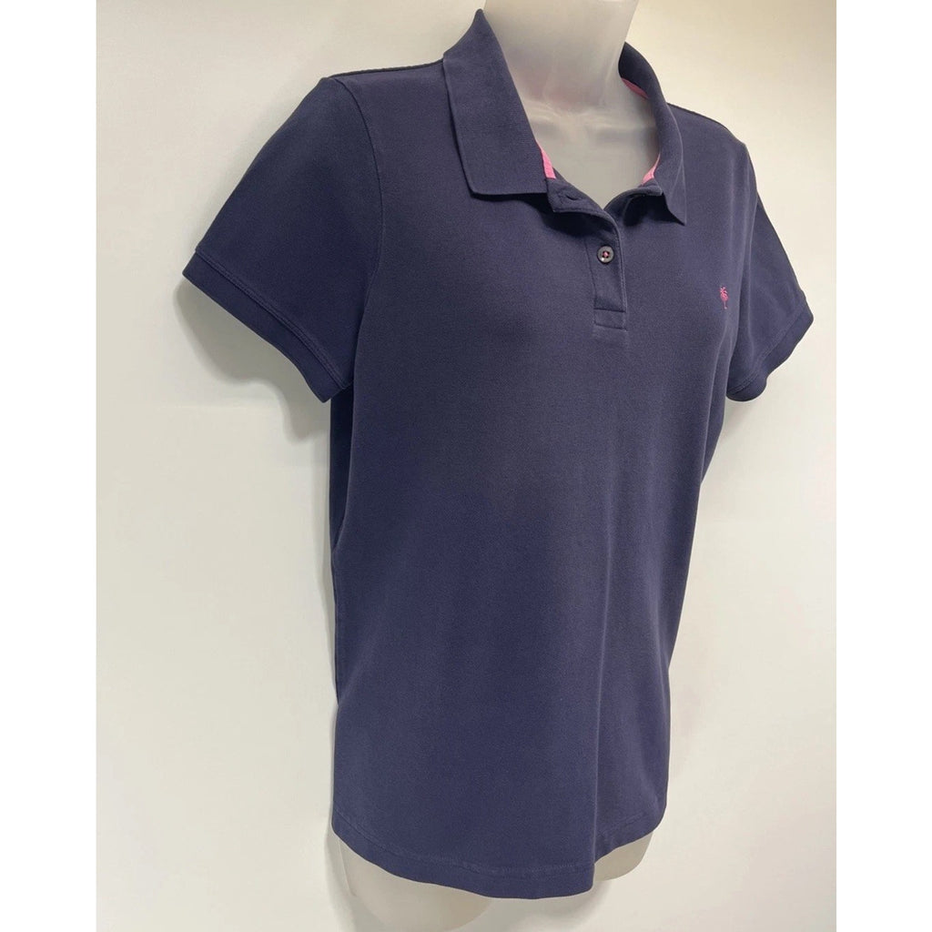 LILLY PULITZER Girls Blue Pima Cotton Short Sleeved Resort Fit Polo Shirt XL