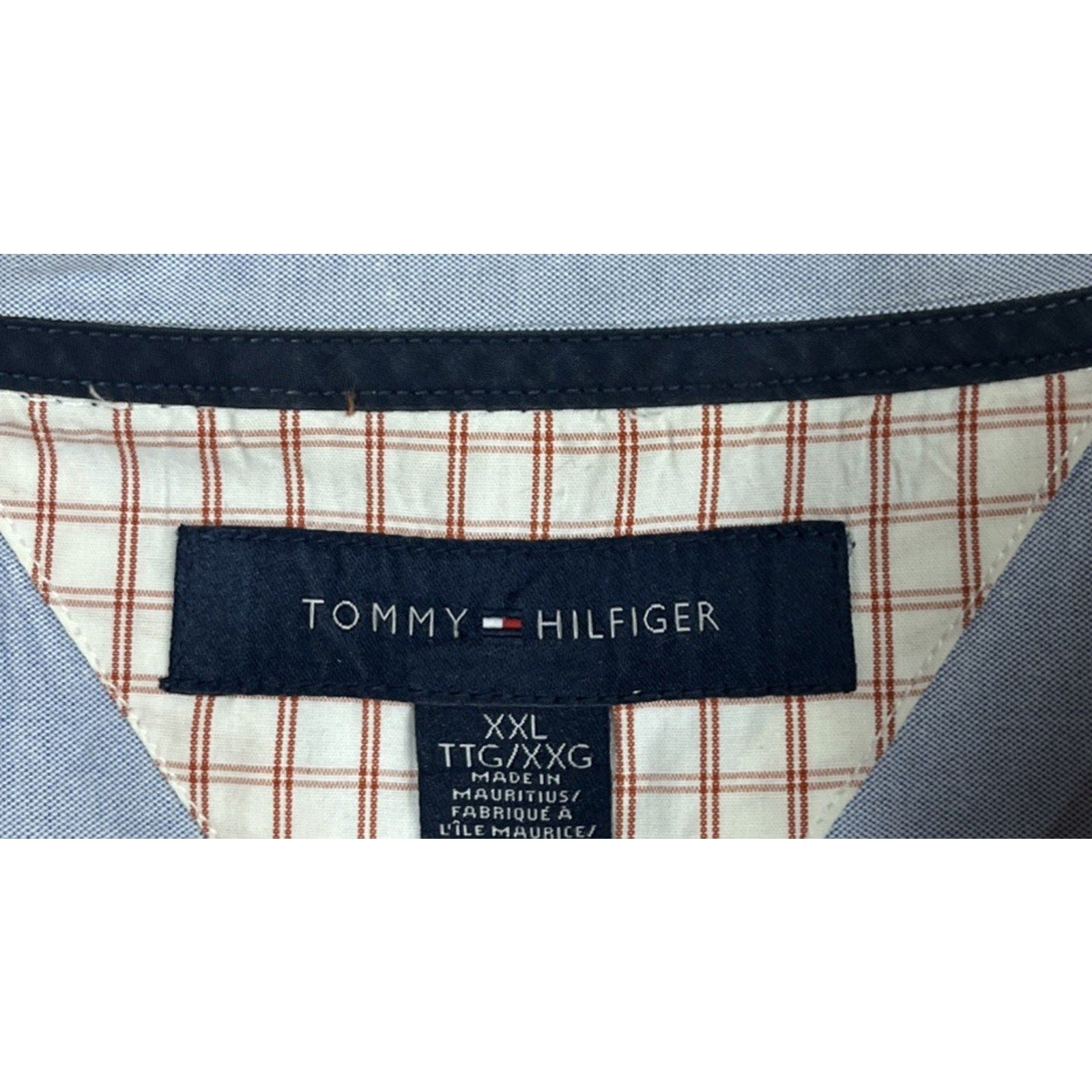 TOMMY HILFIGER Men's Long Sleeve Button Down Shirt Size XXL Gingham Cotton