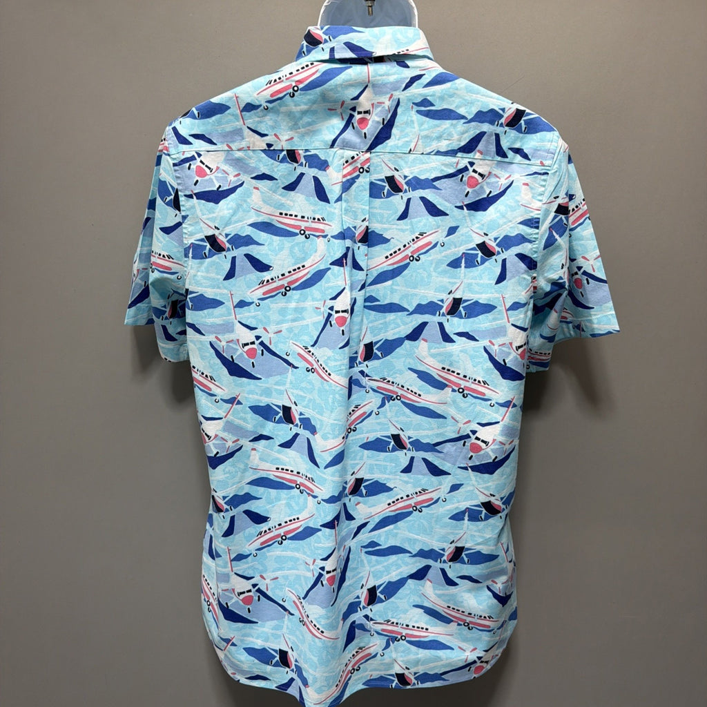 Vineyard Vines Jet Set Airplane Print Button Down Shirt Men’s Small Blue NWT