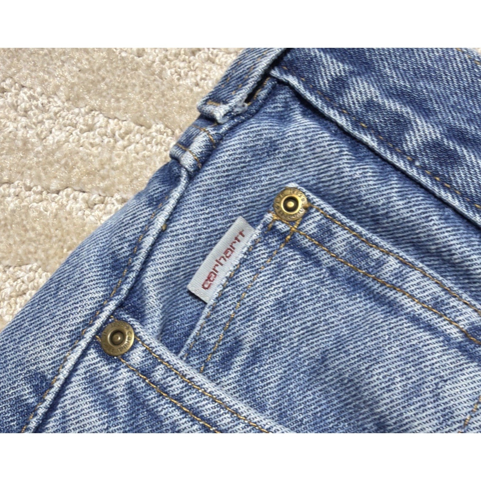 Carhartt B17 DST Relaxed Fit Straight Leg Jeans Mens 34x28 Workwear Blue Denim