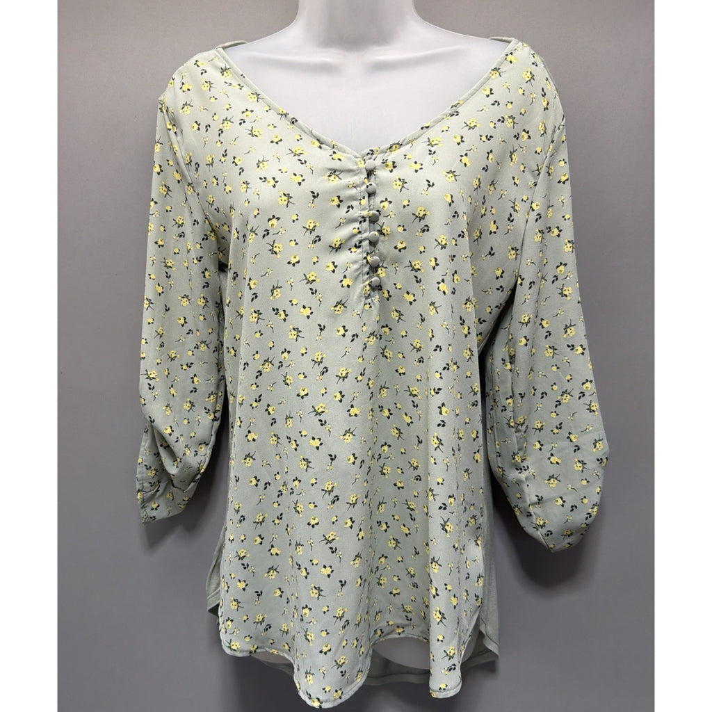 Rue21 Blouse Women’s S Floral Long Sleeve V Neck Popover Top Spring Summer NWT