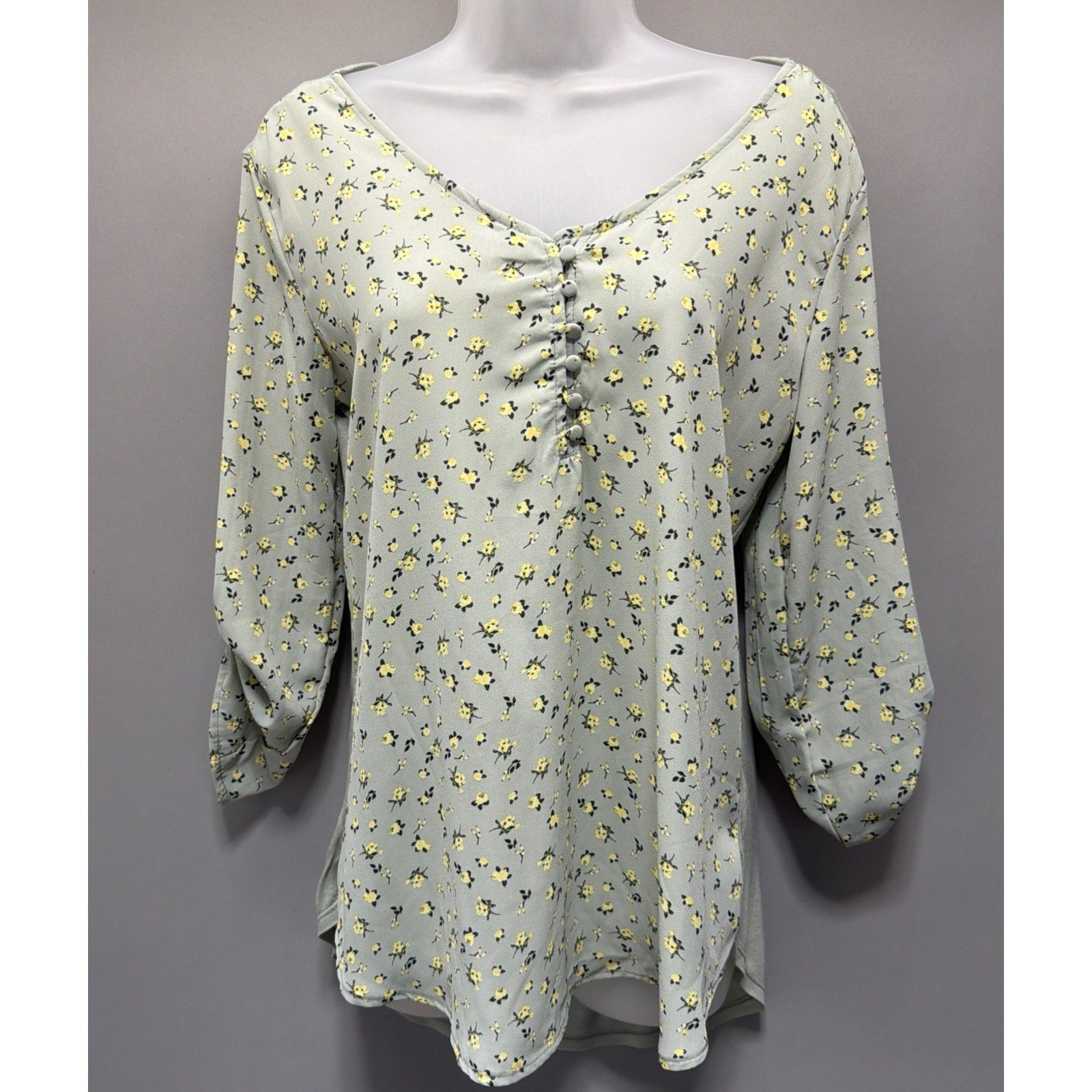 Rue21 Blouse Women’s S Floral Long Sleeve V Neck Popover Top Spring Summer NWT
