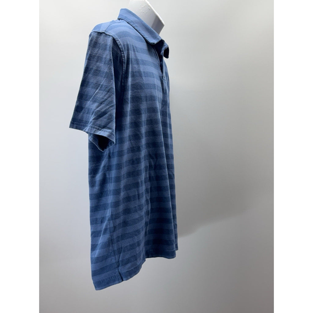 Under Armour Polo Shirt Blue Stripes Performance Moisture Wicking Men’s Size L