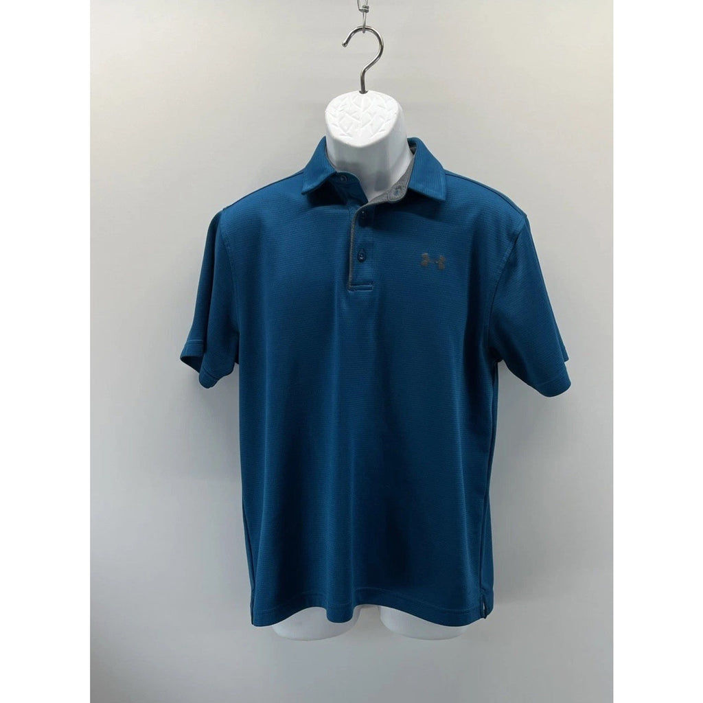 Under Armour Men's Short Sleeve Teal Blue Collared Polo Tee Size M