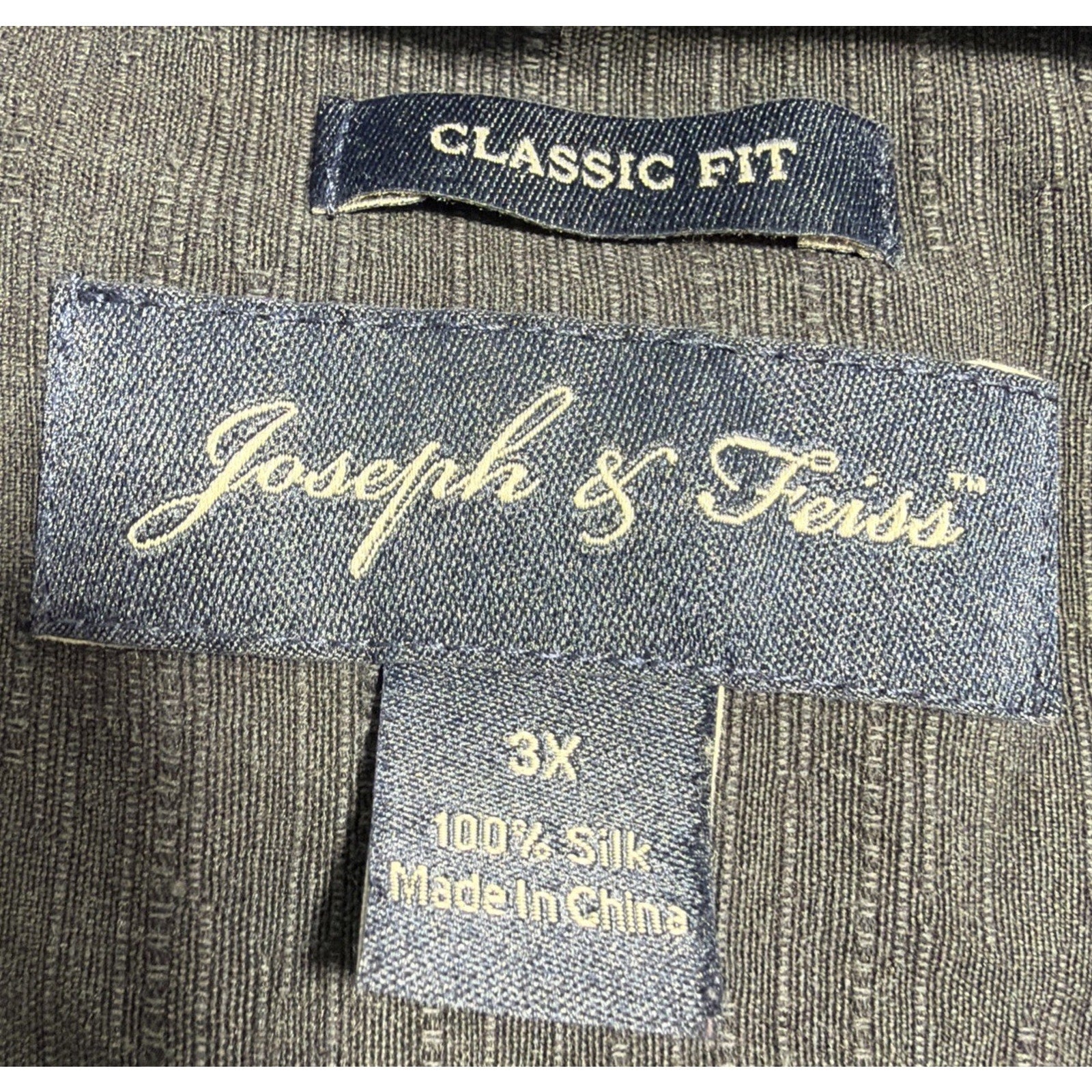 Joseph & Feiss Mens 100% Silk Embroidered Button Up Shirt 3X Black/Cream