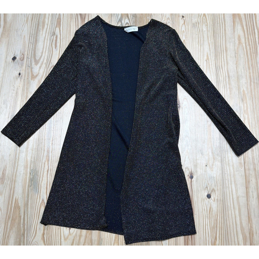 Vintage Tiffany & Grey Cardigan Metallic Gold Black Size Small Made In USA
