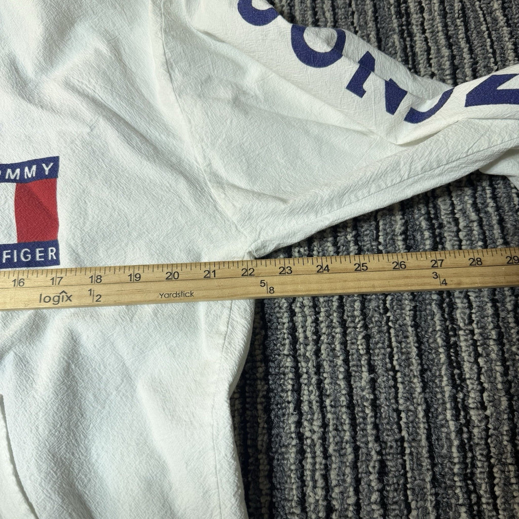 Vintage Tommy Hilfiger Cozumel Mexico Jacket White Hooded Windbreaker Flag Logo