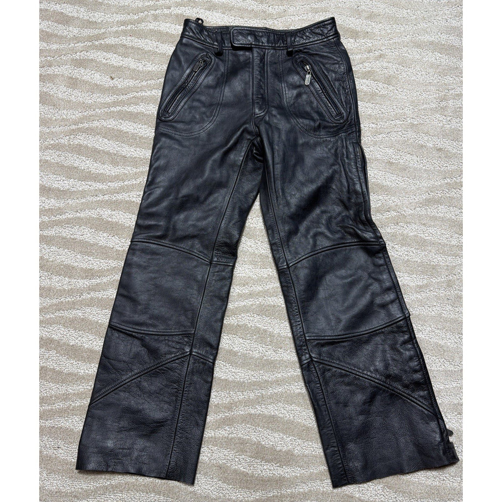Harley-Davidson Leather Pants Woman’s 28 Black Motorcycle Biker Riding Lined