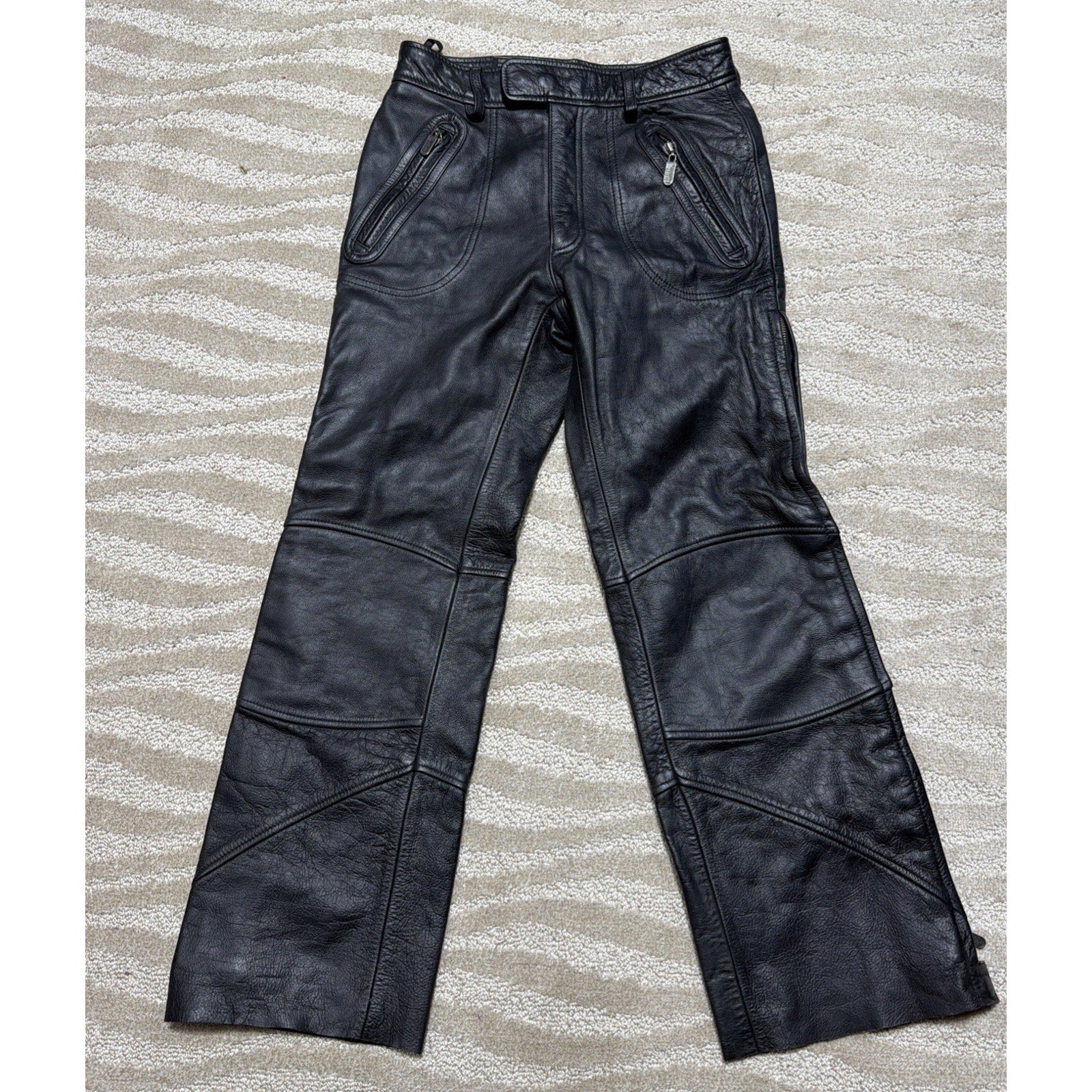 Harley-Davidson Leather Pants Woman’s 28 Black Motorcycle Biker Riding Lined