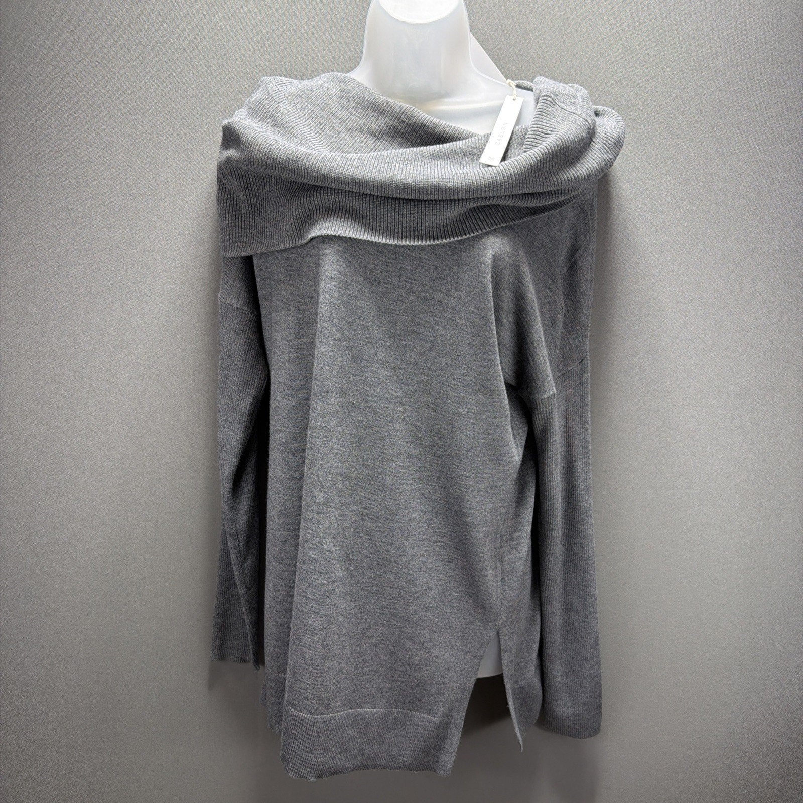 Caslon 3-in-1 Side Slit Convertible Cowl Neck Tunic Size M Dark Heather Grey NEW