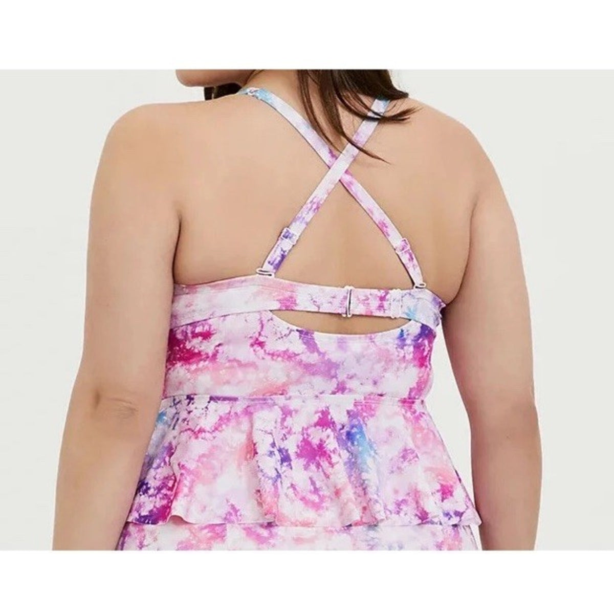 Torrid Tie Front Underwire Peplum Midkini Top Tie Dye 2X D/DD Stretch NWT