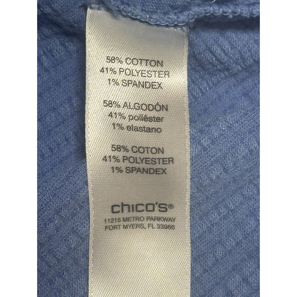 Chico's Blue Short Sleeve Pullover Knit Front Tied Women’s 2 (no tag) Measures L