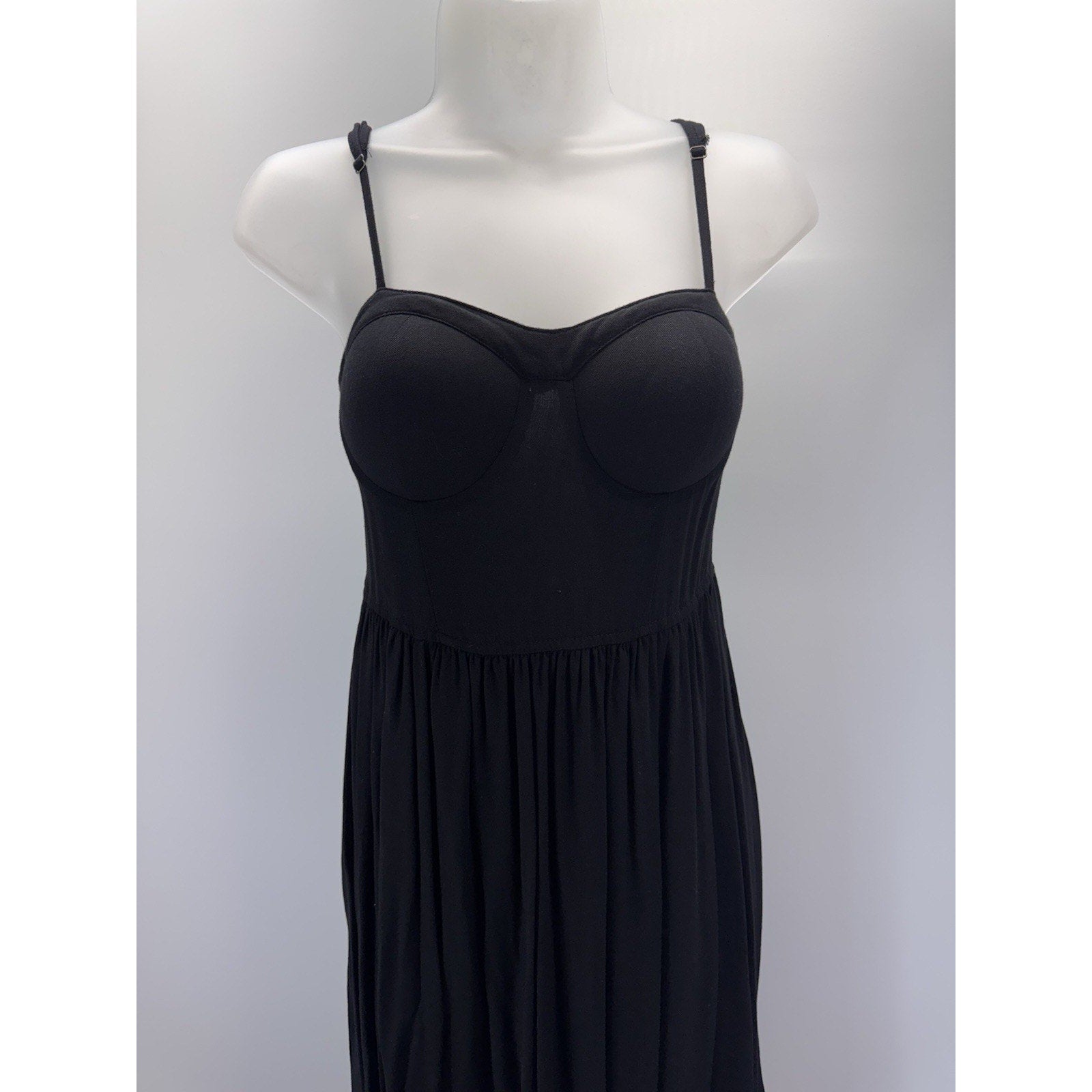 Rewash Womens Molded Cup Dress Black Sz S Adjustable Straps Smocked Back