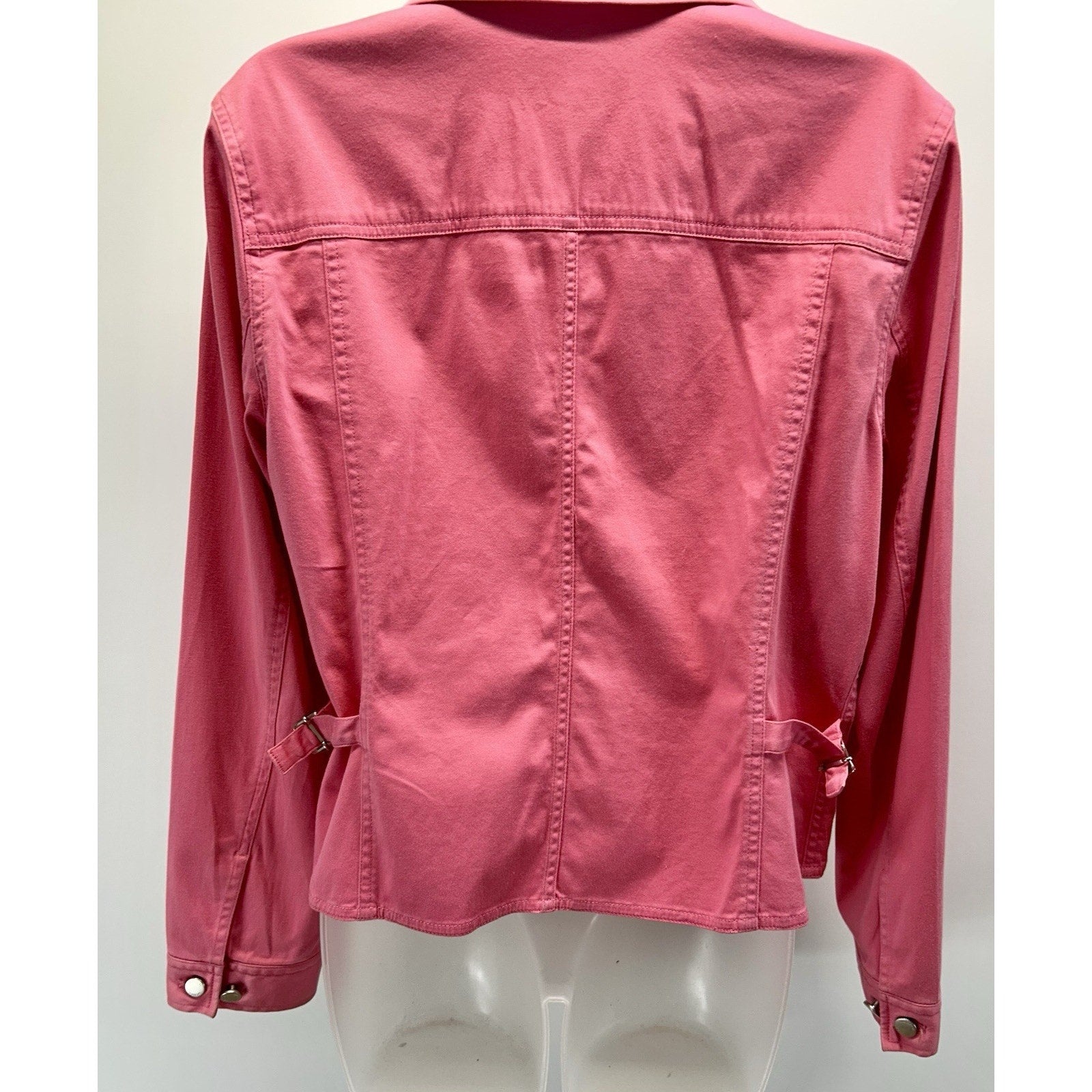 BARBIE STYLE! Jones New York SIGNATURE PINK denim jacket waist coat women Sz.M.