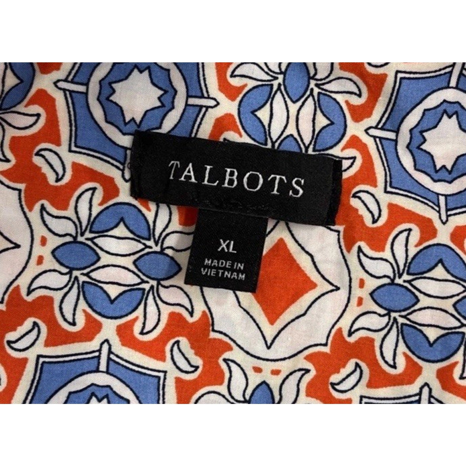 Talbots 100% Cotton Floral Long Sleeve Button-Up Shirt Size XL Lightweight