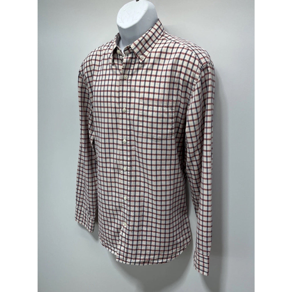 Gap Men's Classic Fit Premium Blue/ Red Check Button Down Oxford Shirt Size L