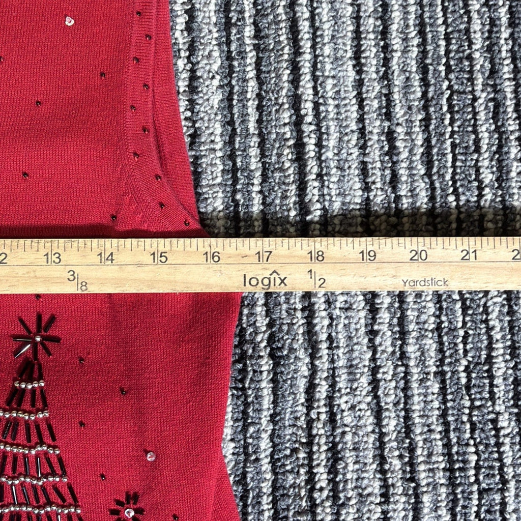 Vtg Designers Originals Studio Joy Vest Christmas Tree Red Knit Buttons Sz PM