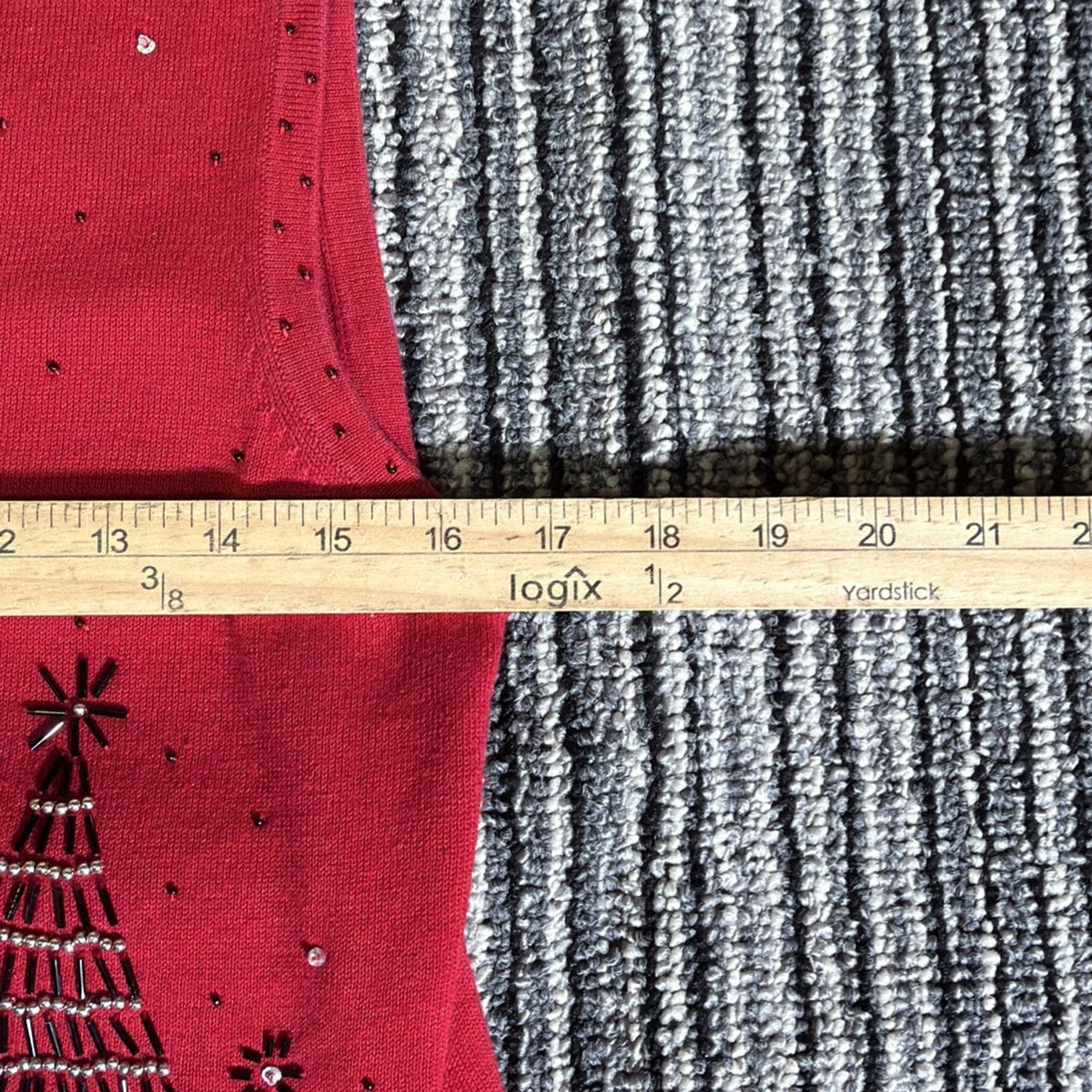 Vtg Designers Originals Studio Joy Vest Christmas Tree Red Knit Buttons Sz PM