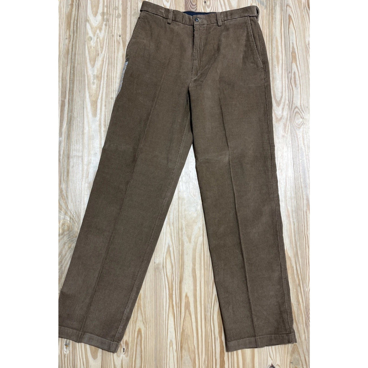 NWT Mens Haggar Khaki Brown Comfort Waist Go-To-Corduroy Pants Size 34x34