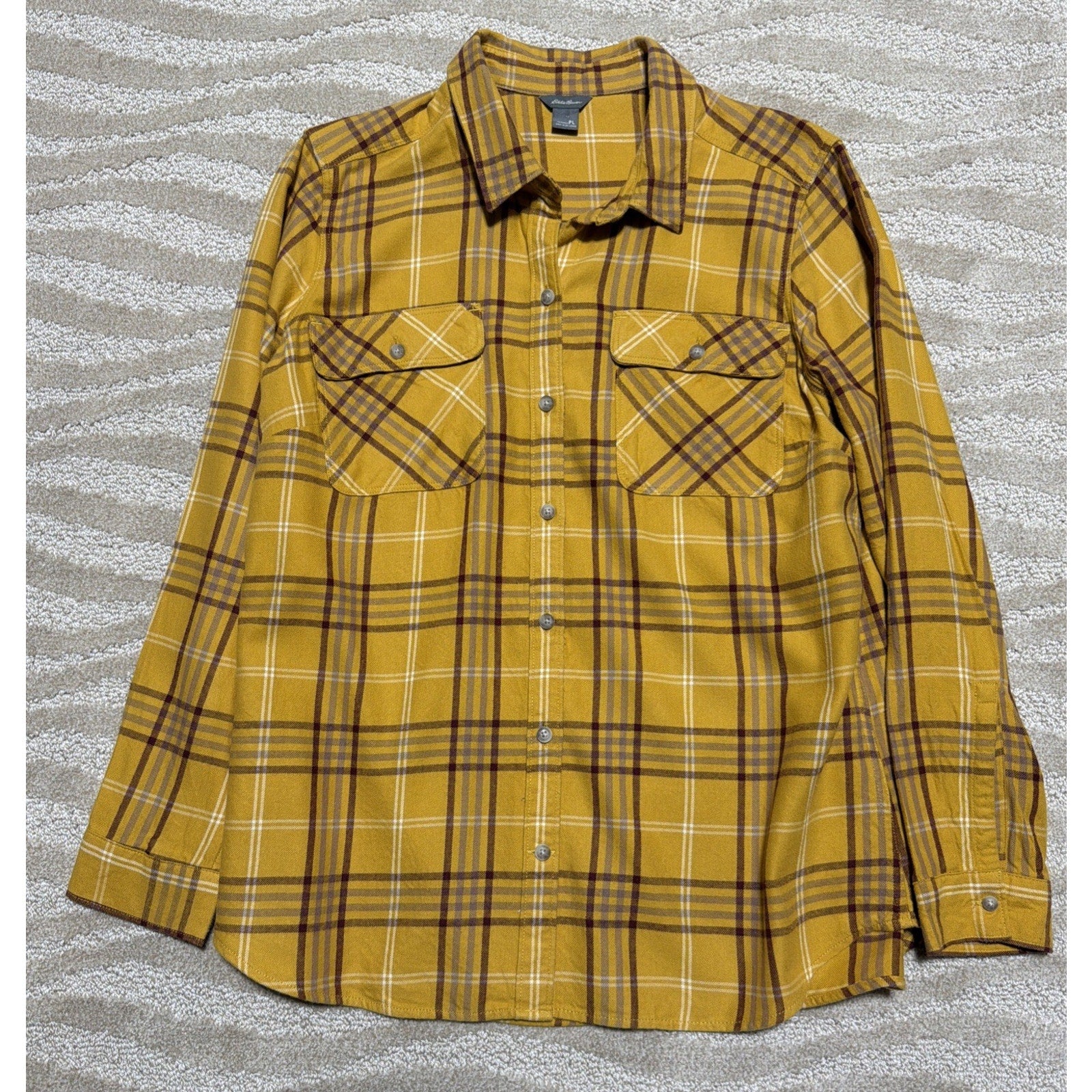Eddie Bauer Shirt Womens PL Outdoor Top Long Sleeve Button Up Flannel Western