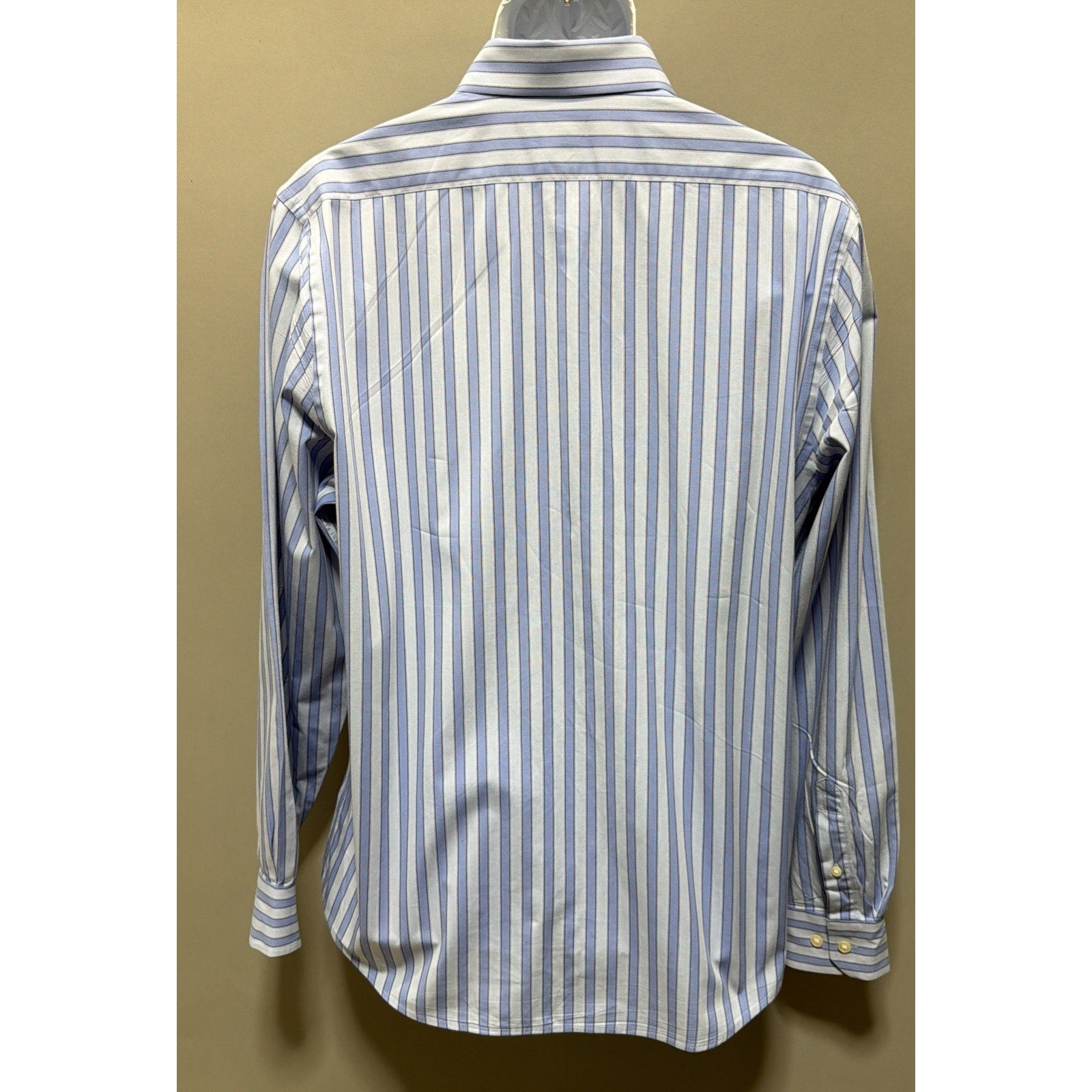 Y2K Express Design Studio Men’s L Blue Stripe Stretch Dress Shirt Modern Fit ‘06
