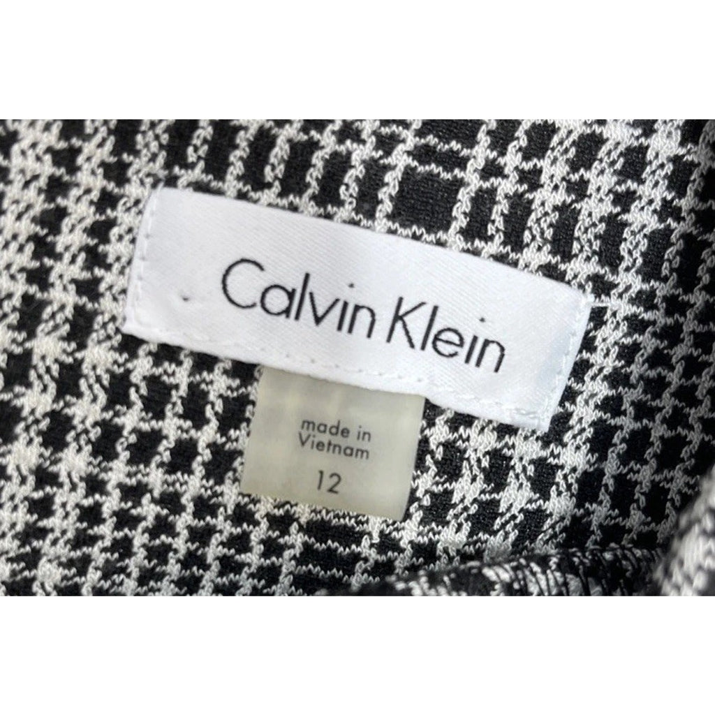 Calvin Klein Women’s Size 12 Plaid Sheath Pencil Dress Black & Cream
