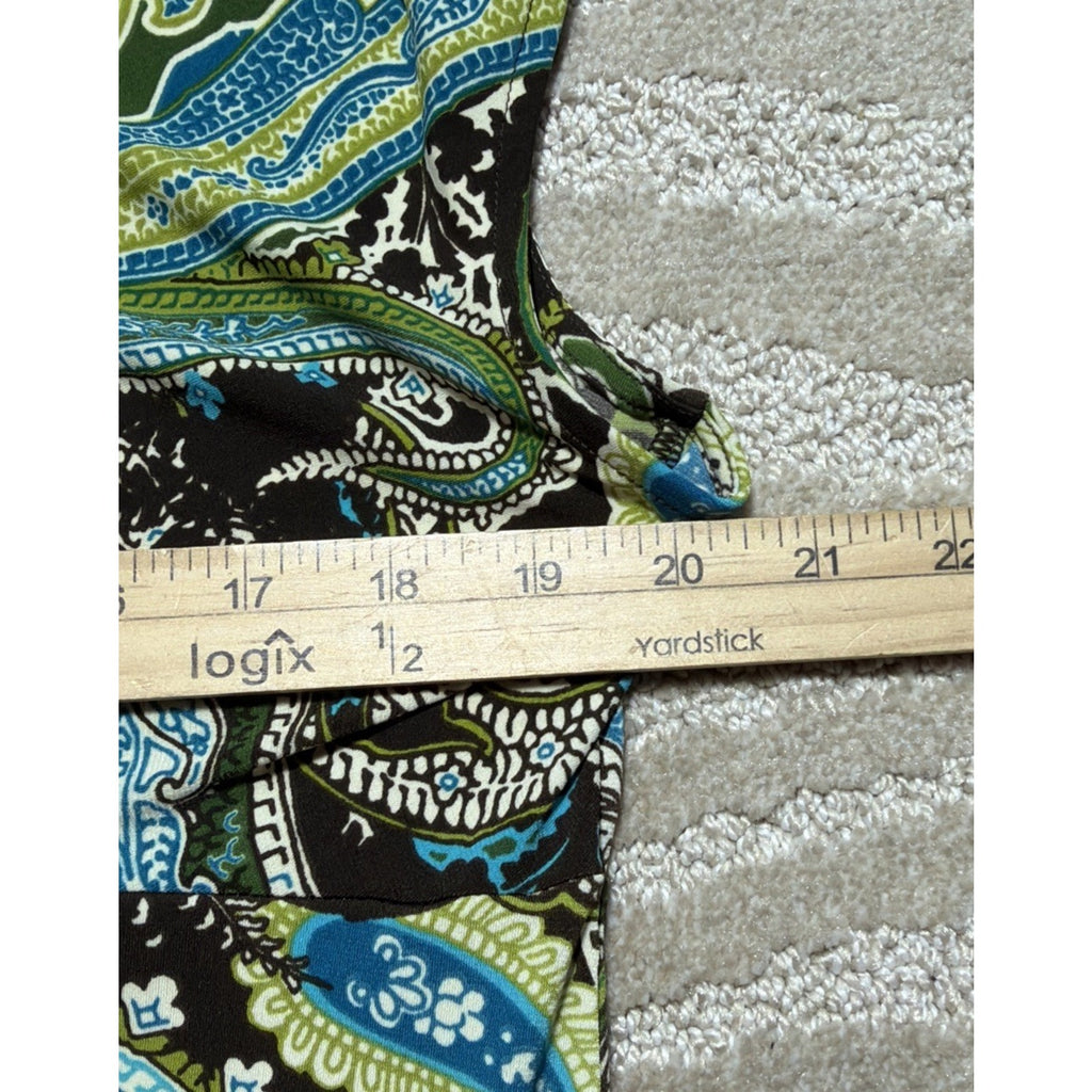 New Apt.9 Womens Green Blue Brown Paisley Stretch Swing Dress Petite XL NWT