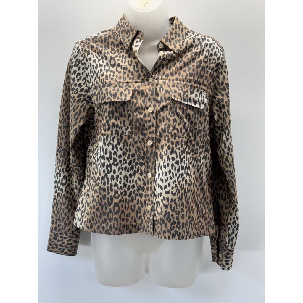 Chico's Button-Down Tunic Animal Print Pockets Modal Blend Long Sleeve Women’s 0