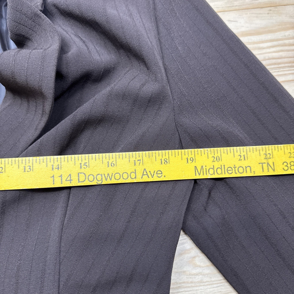 My Michelle Striped Brown 1 Button Fitted Blazer Faux Pockets Women’s XL NWT