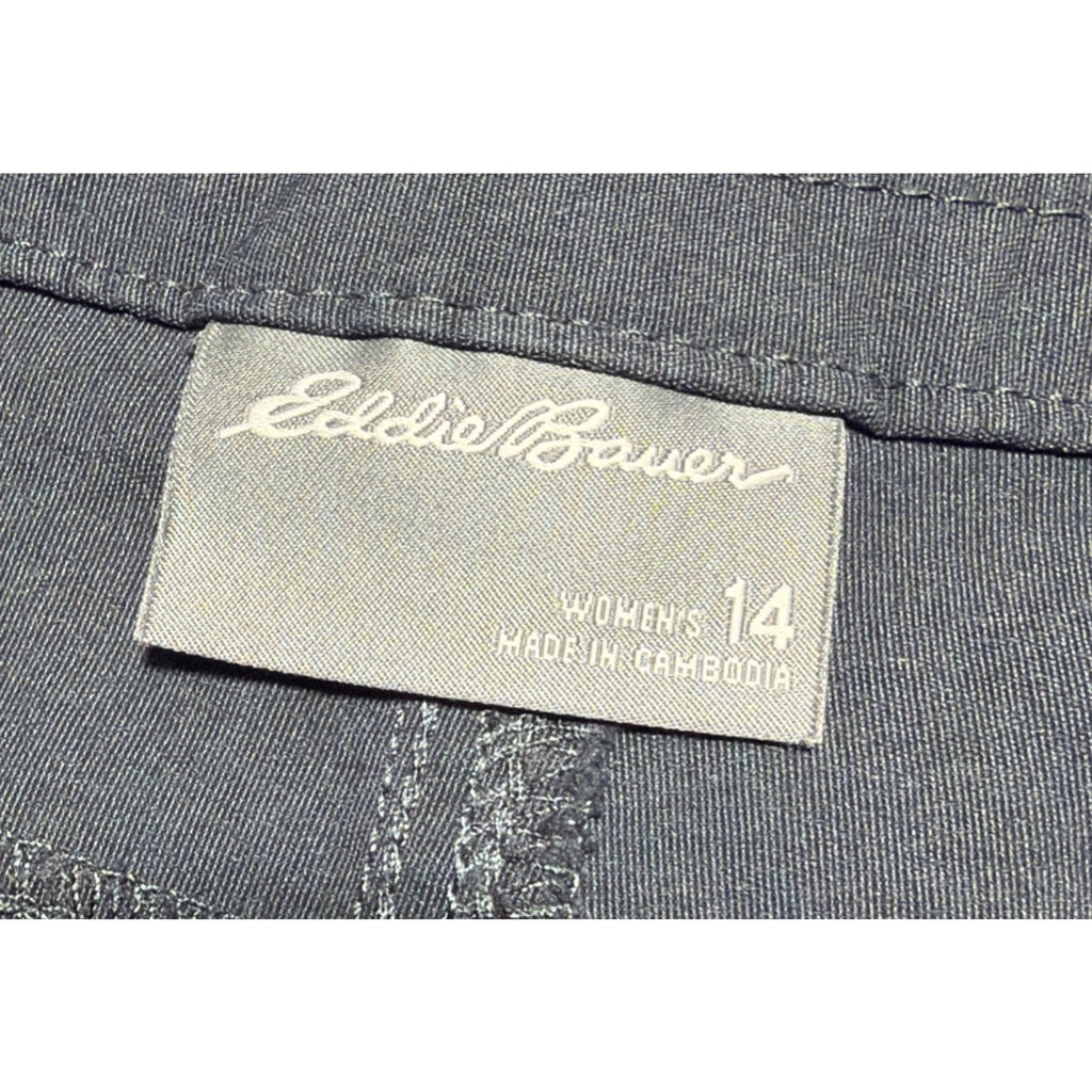 Eddie Bauer Tech Capri Pants Womens 14 Black Nylon Stretch Hiking UPF 50+