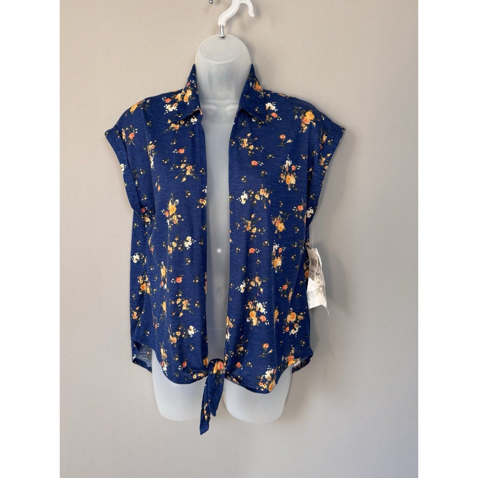 Crave Fame Almost Famous Womens Juniors Large Blue Floral Crop Lightweight Cover