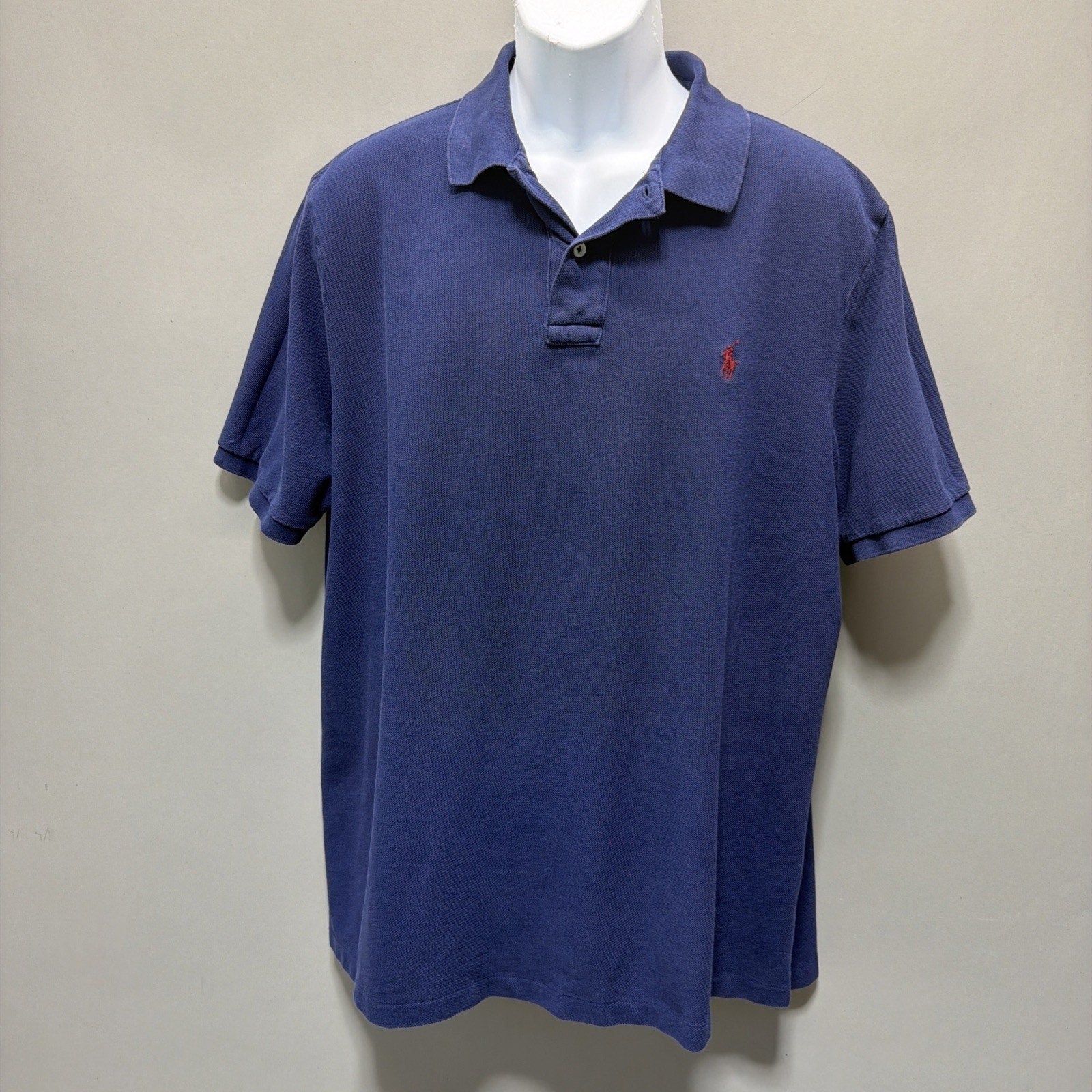 Ralph Lauren Polo Shirt Men's XL Classic Fit Blue Red Pony Short Sleeve Preppy