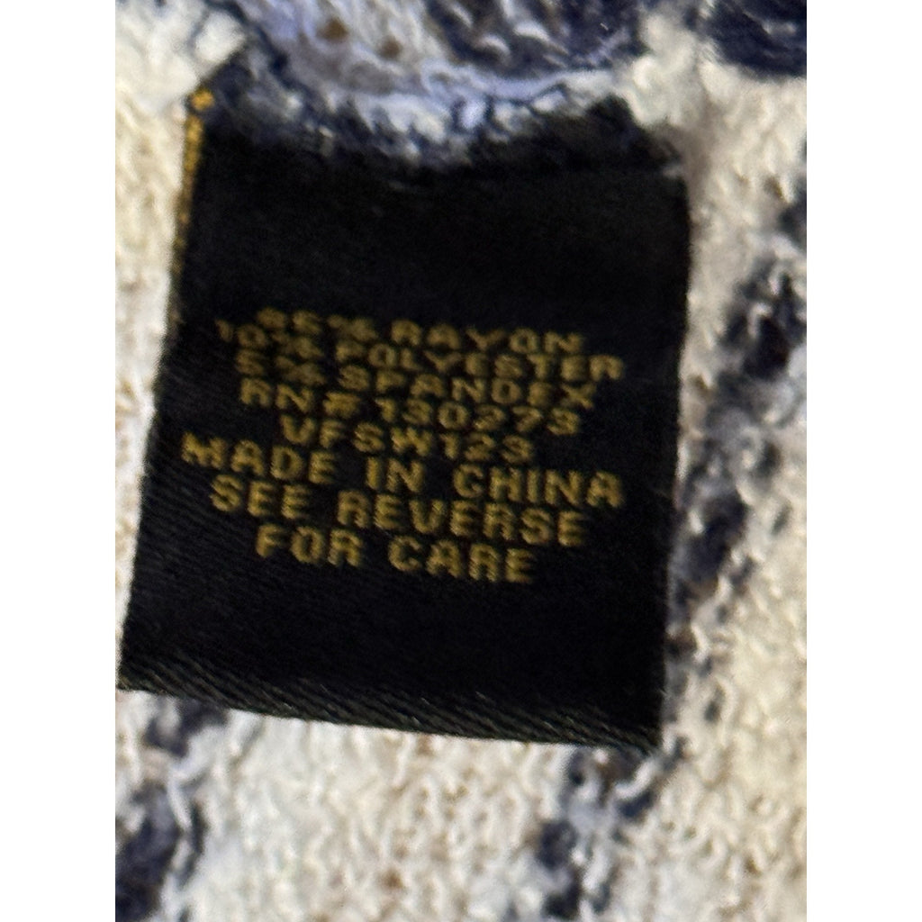 Lee Women’s Cardigan Knitted Blue & White Sweater Plus Size 2X Tassels