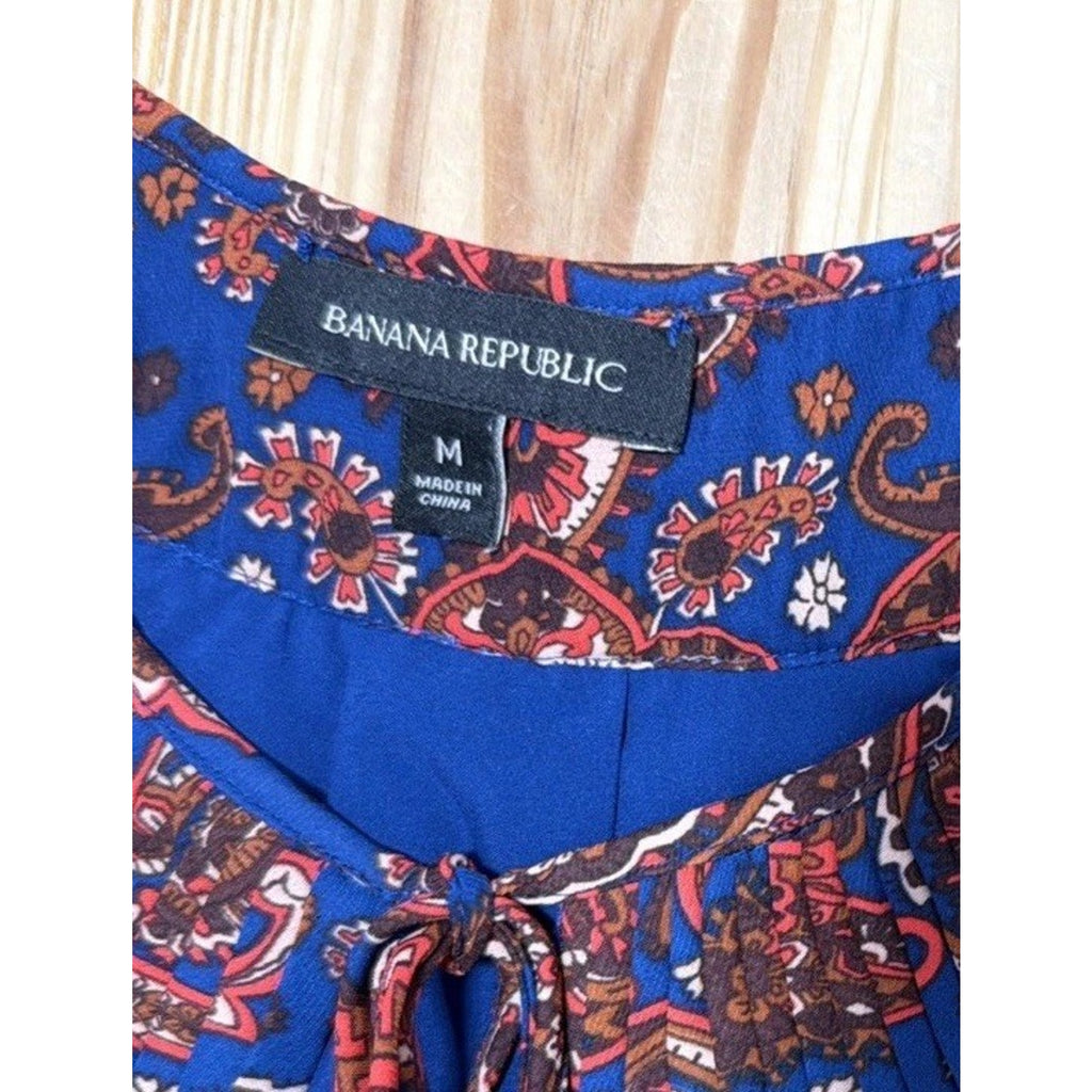 Banana Republic Women's Paisley Print Pleated Elastic Waist Lined Dress Size M