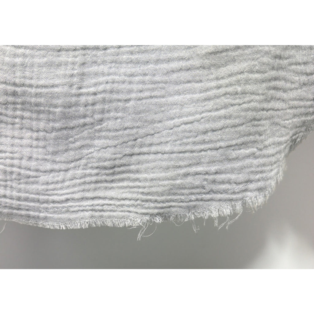 La Miel Button Up Shirt Women's Small Gray Long Sleeve Oversized Raw Hem Cotton