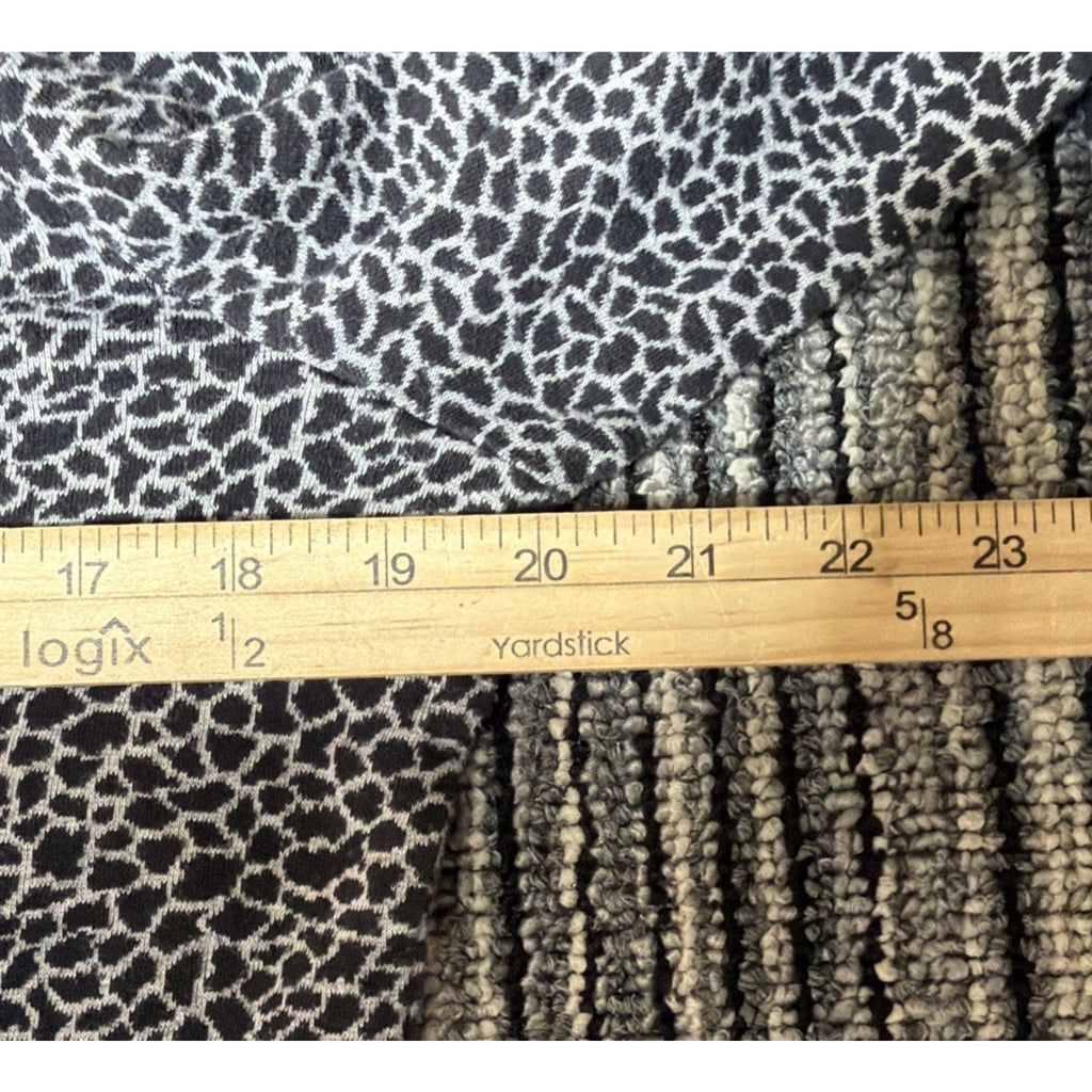 Talbots Womens Sweater Large Petite Black White Giraffe Print 3/4 Sleeves Soft