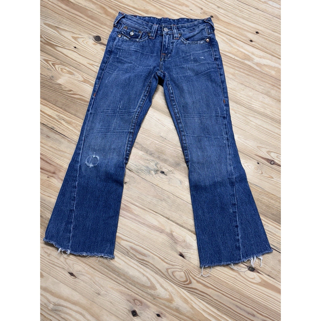 True Religion Low Rise Women’s Flare Blue Jeans Size 26 RN#112790 Made In USA
