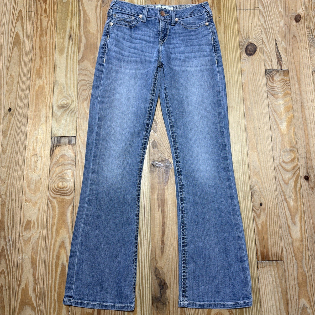 ARIAT Jeans 16 R.E.A.L. Mid Rise Stretch Whipstitch Boot Rainstorm Women’s 27x31