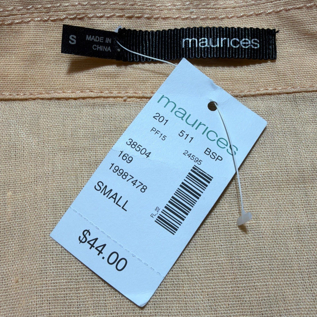 Maurices Jacket Linen/Cotton Peach Biker Style Pockets Long Sleeve Sz S NWT