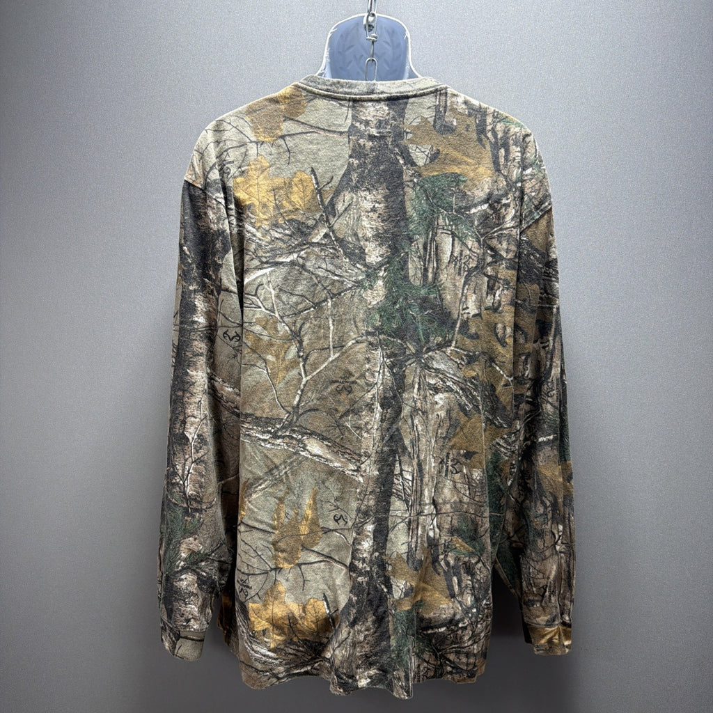 Vtg Carhartt Realtree Camo Long Sleeve Shirt Mens L Tall Pocket Tee Hunting K285