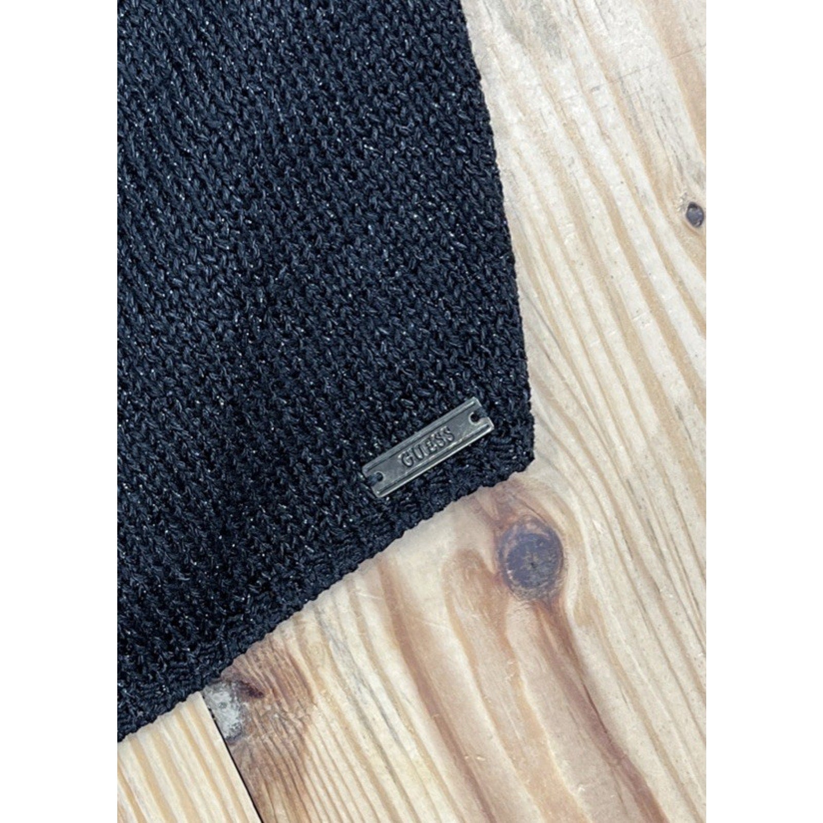 NWT Guess Los Angeles Women's Black Sleeveless Tank With Silver Shimmer Sz Small