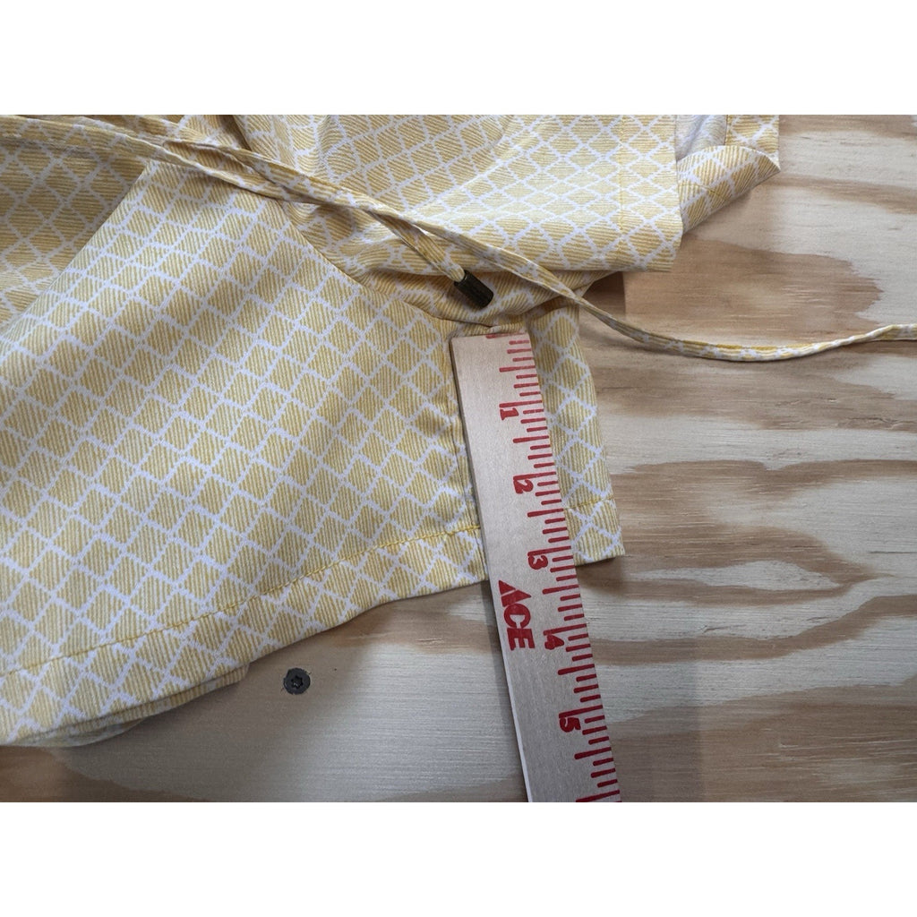 Banana Republic Yellow Geometric Romper Womens Small Sleeveless Drawstring Pocke