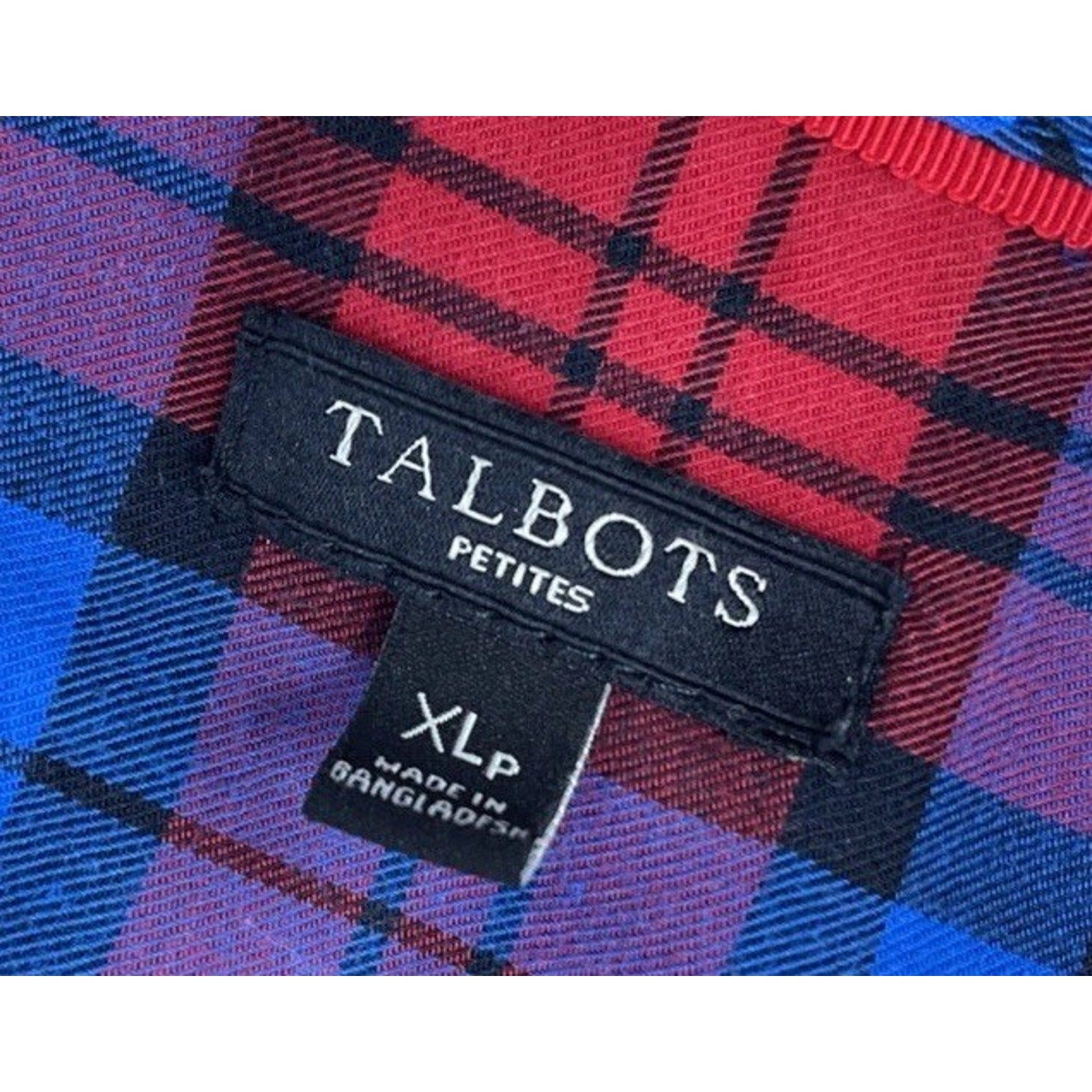 Talbots Womens Cotton Button Down Shirt Colorful Plaid Casual Top XL Petites