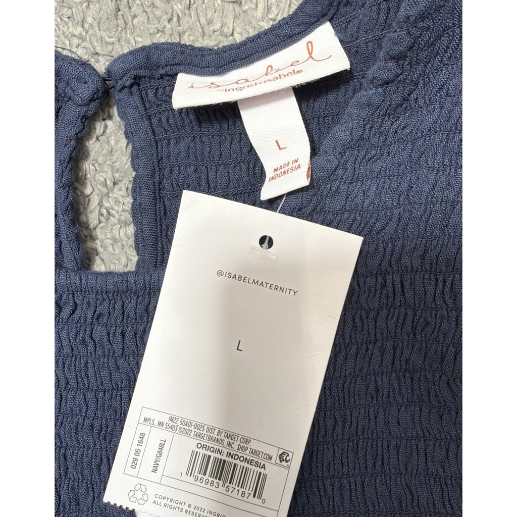 Isabel Ingrid + Isabel Smocked Midi Dress with keyhole cutout Pockets Large NWT