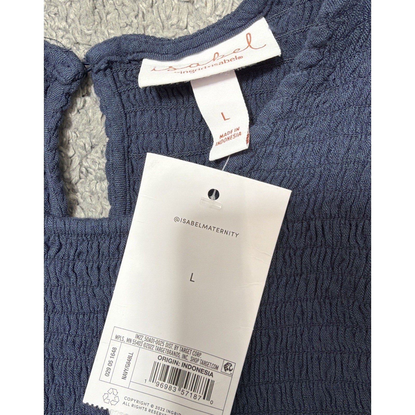 Isabel Ingrid + Isabel Smocked Midi Dress with keyhole cutout Pockets Large NWT