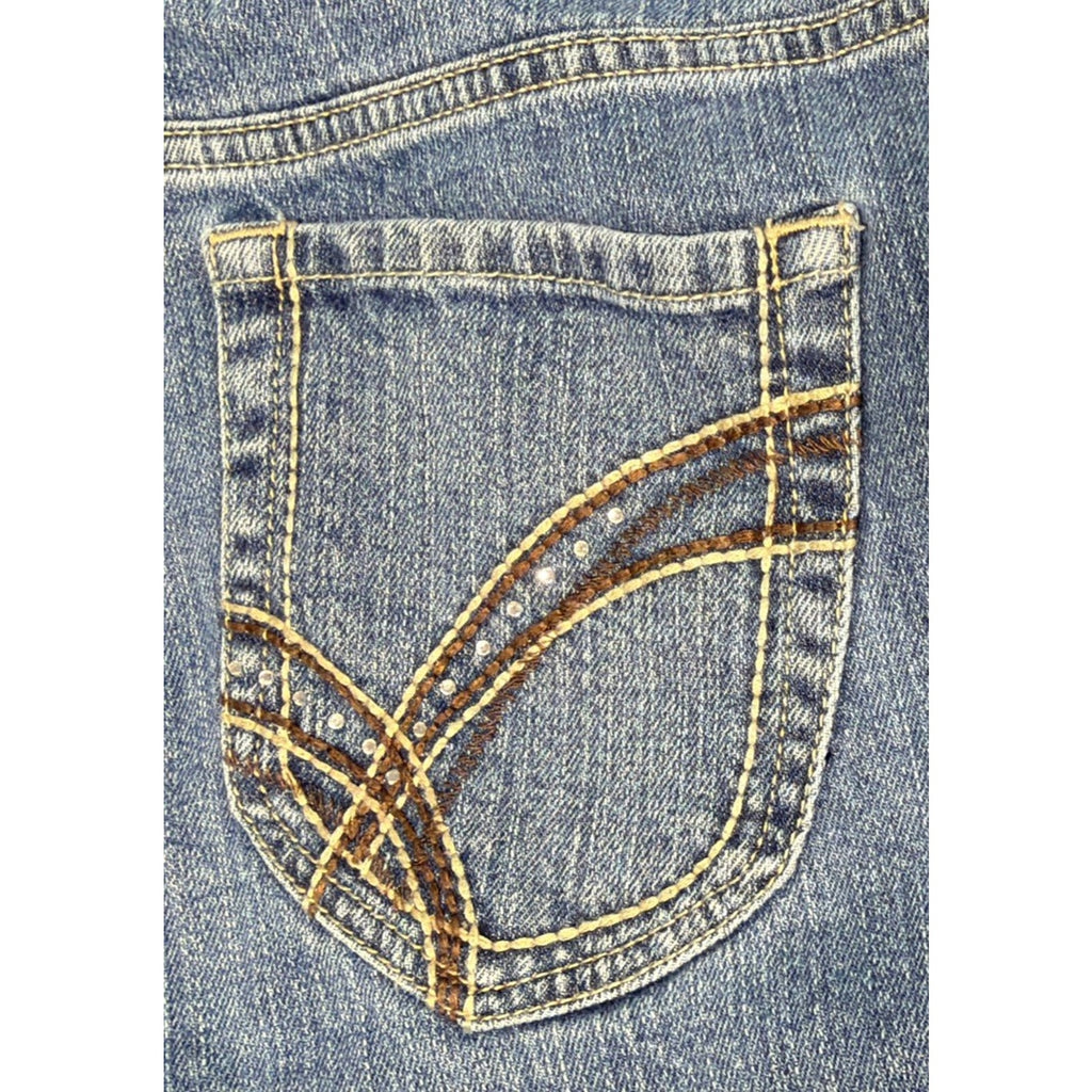 Chico's Additions Jeans Womens Mid Rise Straight Embellished Pocket 29x32