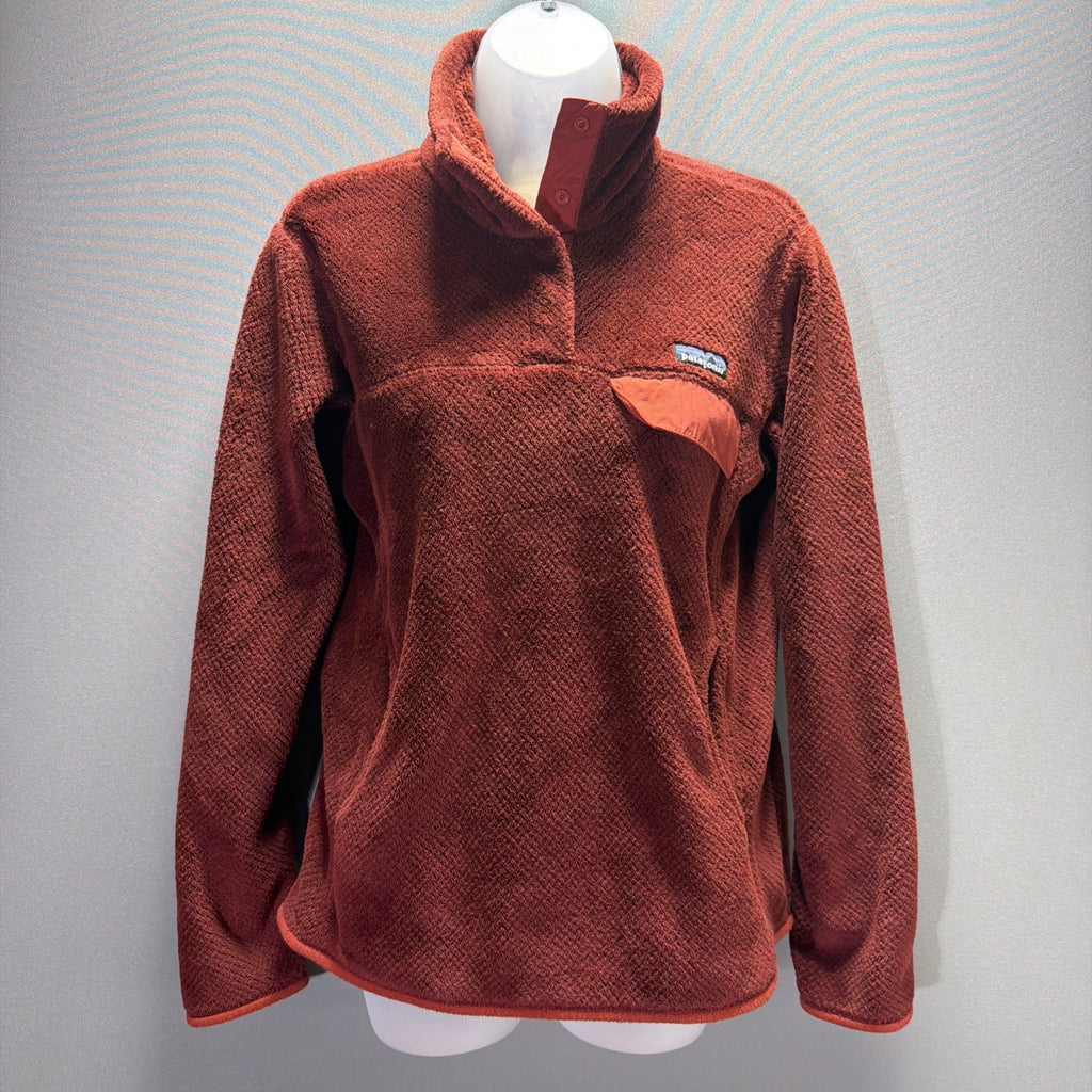 Patagonia Jacket Womens M Red Polartec Re Tool Snap Fleece Pullover Sweater M