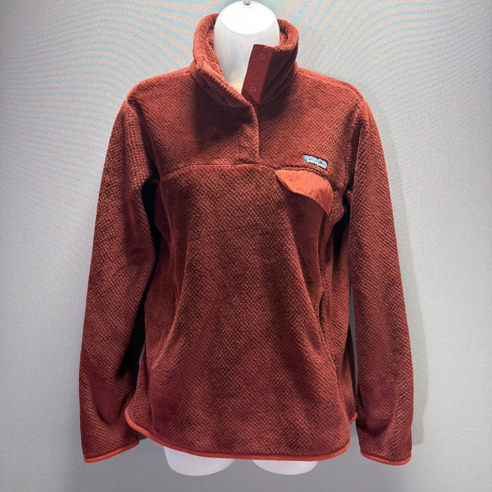 Patagonia Jacket Womens M Red Polartec Re Tool Snap Fleece Pullover Sweater M