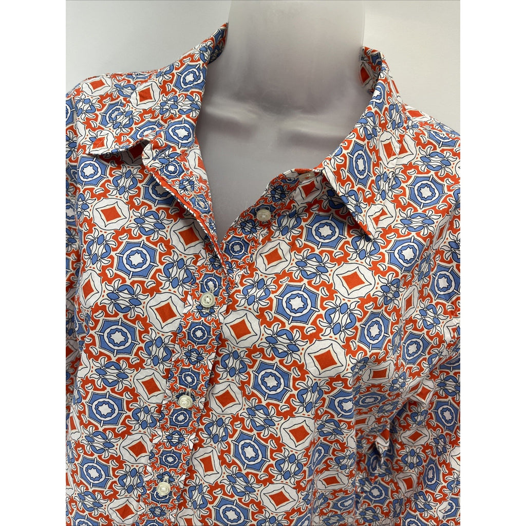Talbots 100% Cotton Floral Long Sleeve Button-Up Shirt Size XL Lightweight