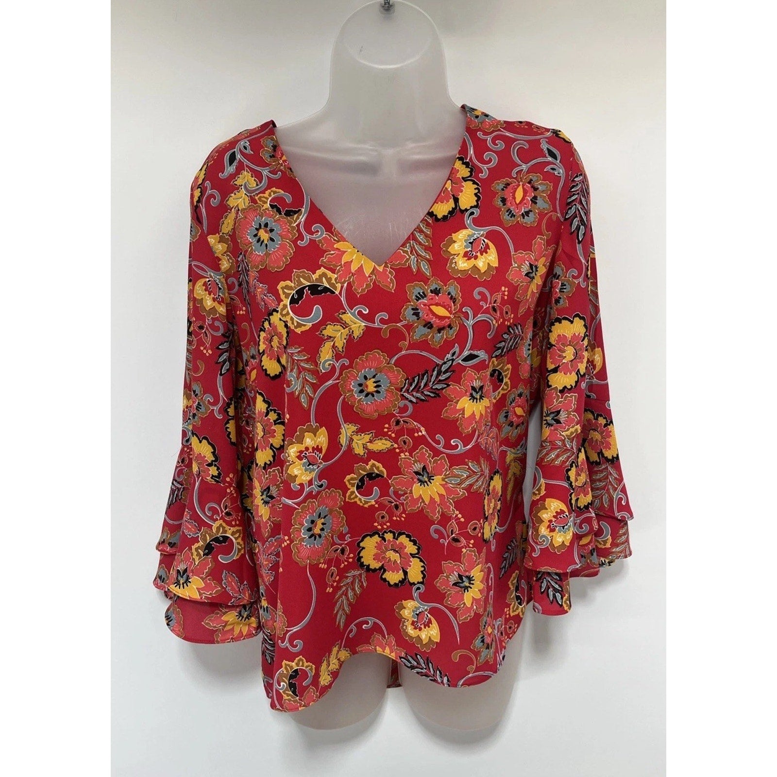 Mercer & Madison Womans Floral Blouse Size Small Peasant Boho Chic Tunic Fairy